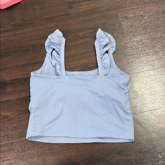 Light Blue Ruffle Strap Crop Tank Top - Women - Picture 2 of 2